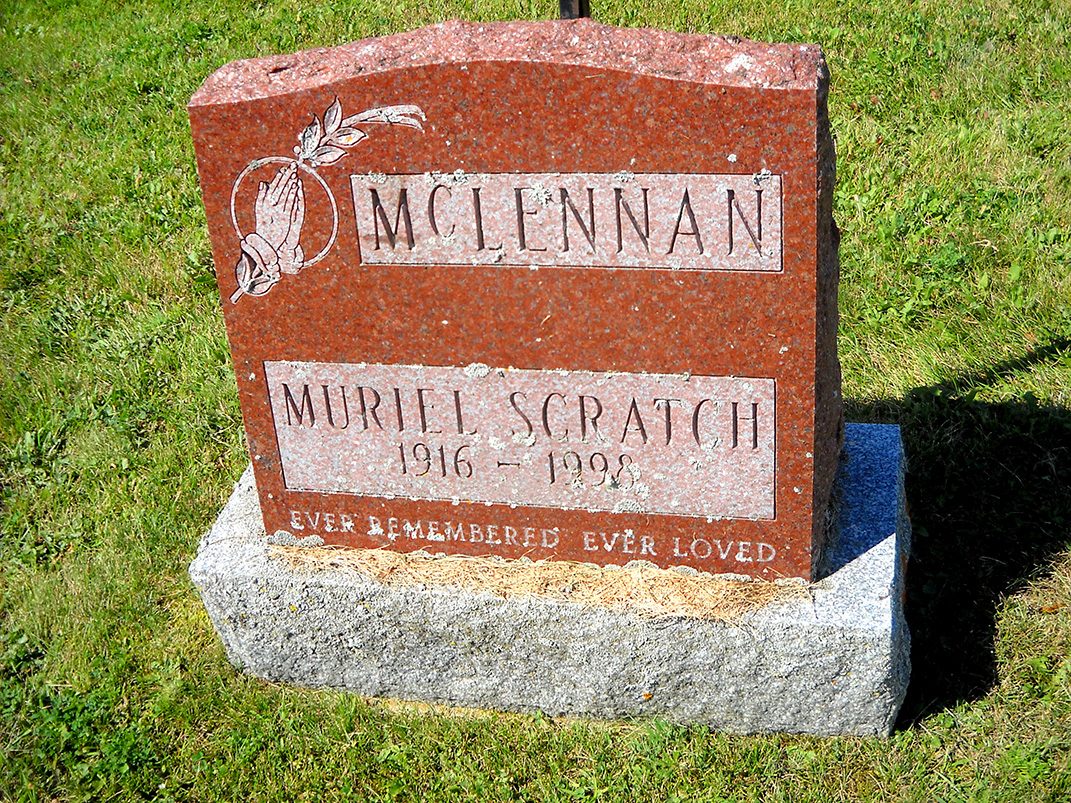 Photo of headstones/Muriel McLennan 1916-1998 hdstn East Colborne cem ON